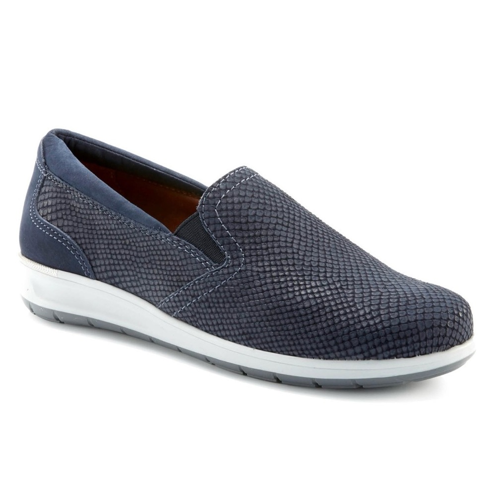 Ros Hommerson Slip‎ On Shoe Orleans Women's Navy Matte Snakeskin Nubuck Size 9 M